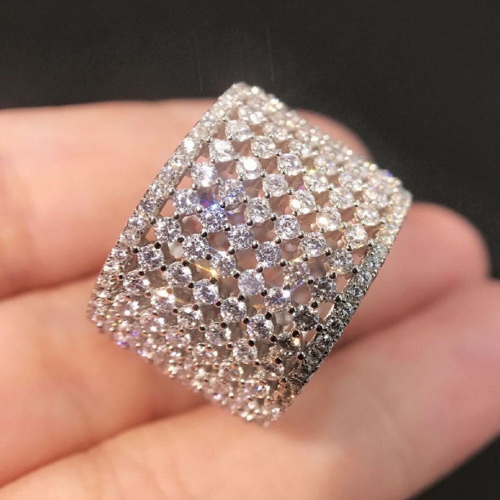 925 Silver 3A CZ Multilayer Diamonds Ring for Women, FB16FA1014 - Picture 5 of 5